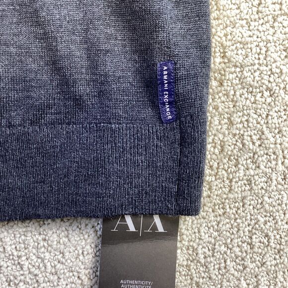 Armani Exchange Mens Merino Wool V Neck Sweater Dark Grey Blue Size XXL NWT - Picture 3 of 6